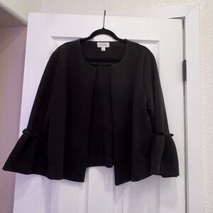 Black cardigan with ruffle sleeve